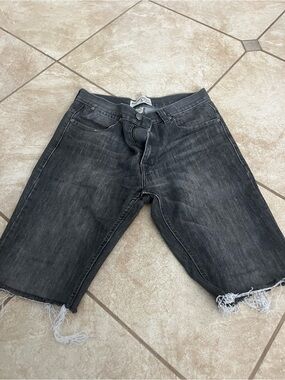 Paper Denim & Cloth Black Frayed Hem Jean Shorts